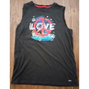 DSG Performance Black Peace Love Boys Tank Top Size XL 18